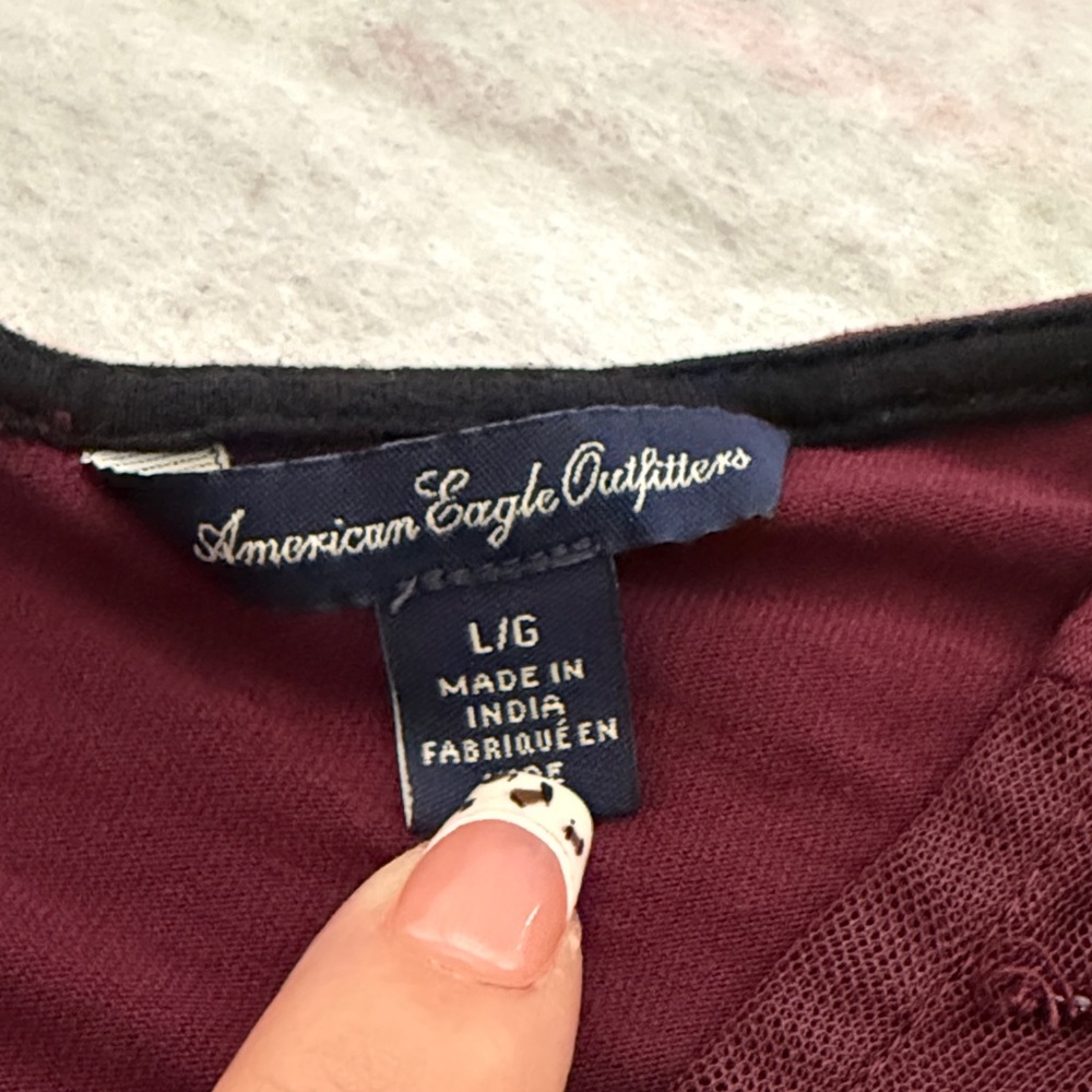 American Eagle Outfitters Deep Red Lace Tank Top - Picture 2 of 3